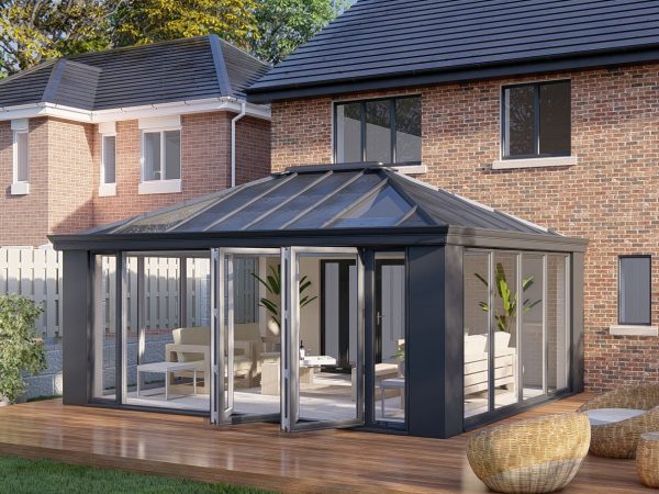 Slim Pillars solid roof bifold door