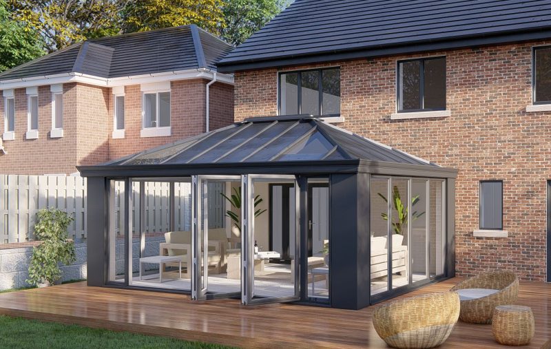 Slim Pillars solid roof bifold door