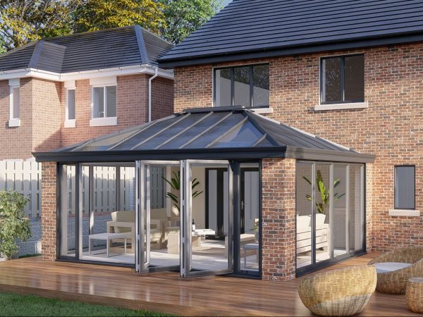 Slim Pillars solid roof bifold door