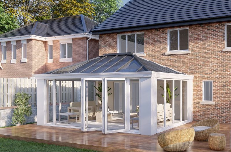 Slim Pillars solid roof bifold door