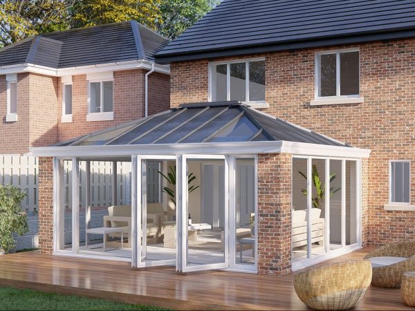 Slim Pillars solid roof bifold door