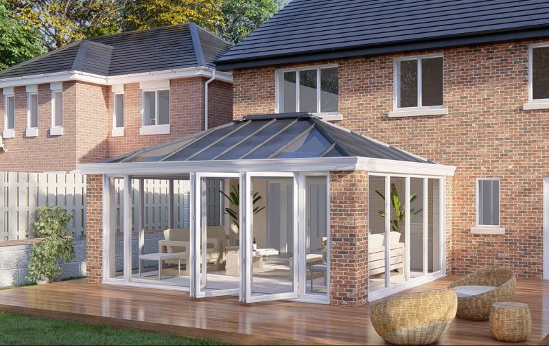 Slim Pillars solid roof bifold door