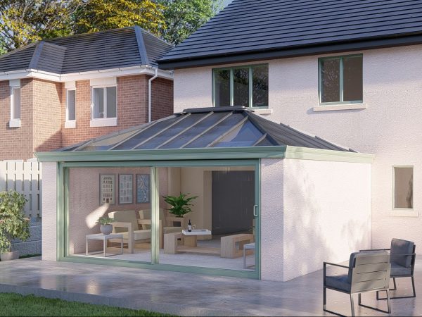 Two wall solid roof patio door