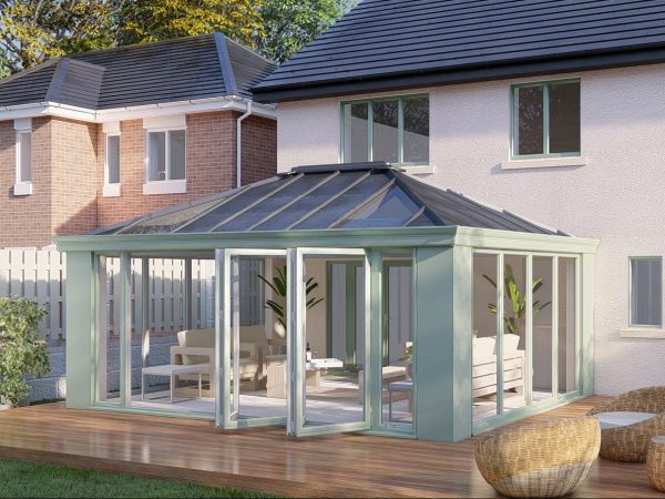 Slim Pillars solid roof bifold door