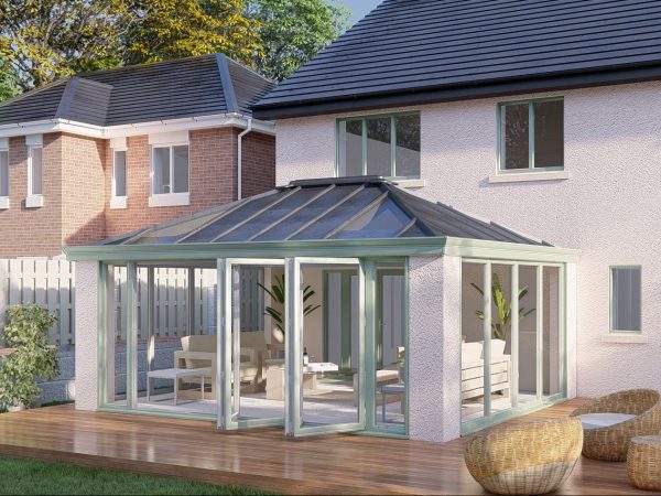 Slim Pillars solid roof bifold door