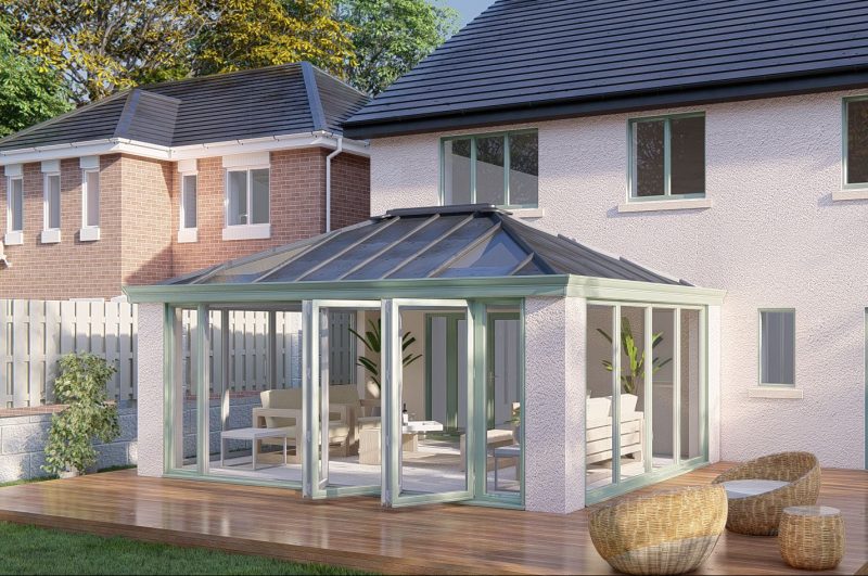 Slim Pillars solid roof bifold door