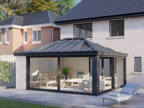 One wall Solid roof patio door