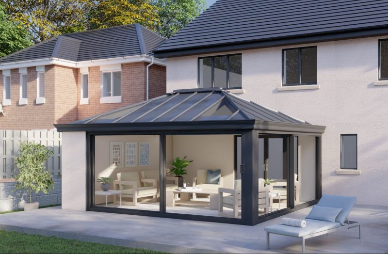 One wall Solid roof patio door