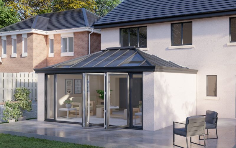 Two Wall Solid Roof Bifold door