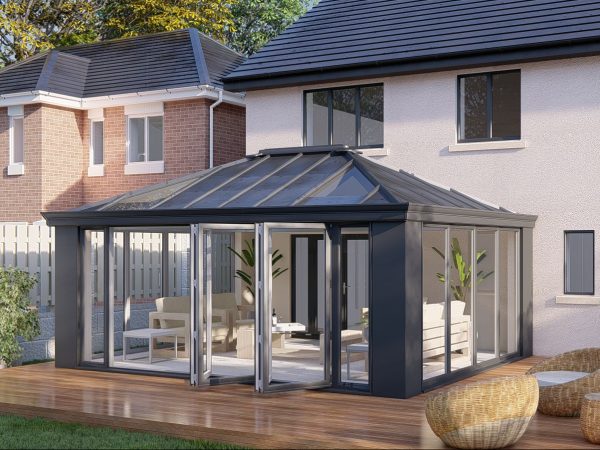 Slim Pillars solid roof bifold door