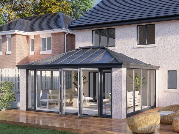 Slim Pillars solid roof bifold door