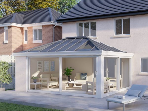 One wall Solid roof patio door