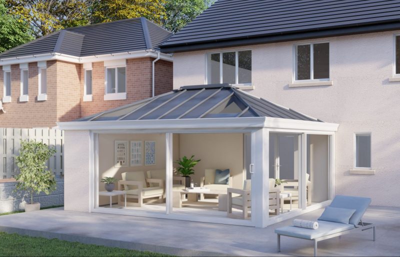 One wall Solid roof patio door