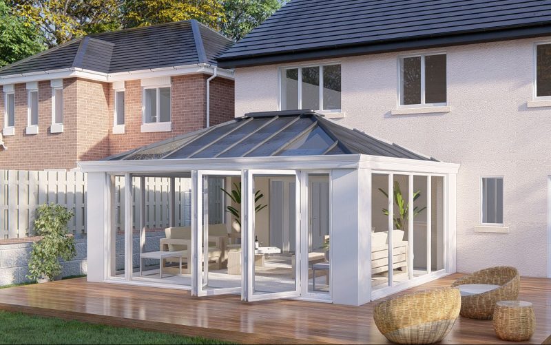 Slim Pillars solid roof bifold door