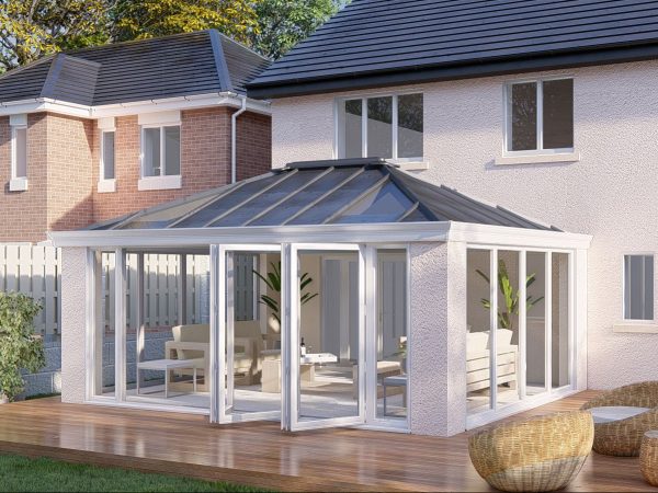 Slim Pillars solid roof bifold door