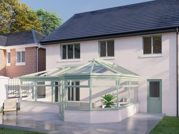 Unique Shapes Glass Roof Render Green L Shape