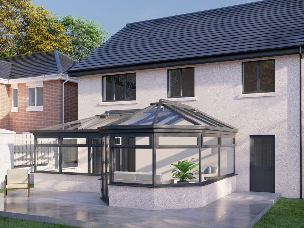 Unique Shapes Glass Roof Render Grey L Shape