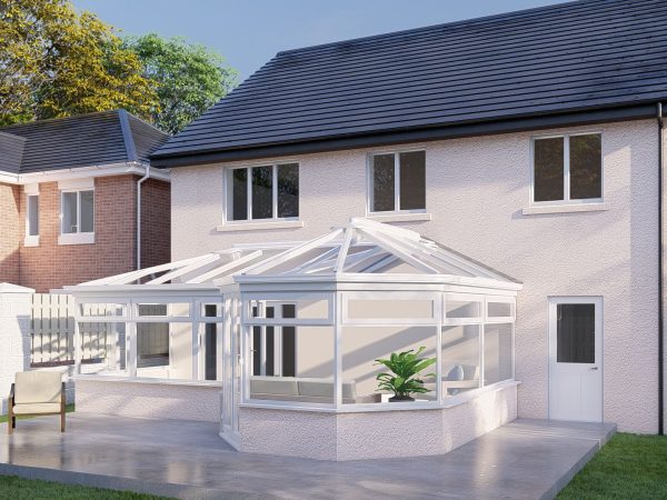 Unique Shapes Glass Roof Render White L Shape