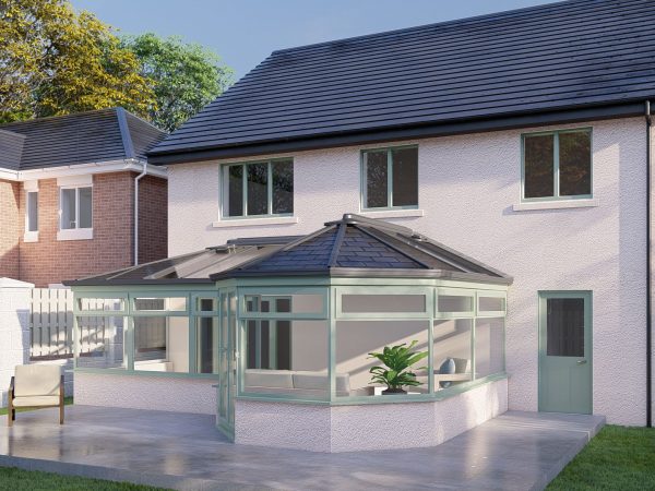 TILED ROOF RENDER GREEN L SHAPE