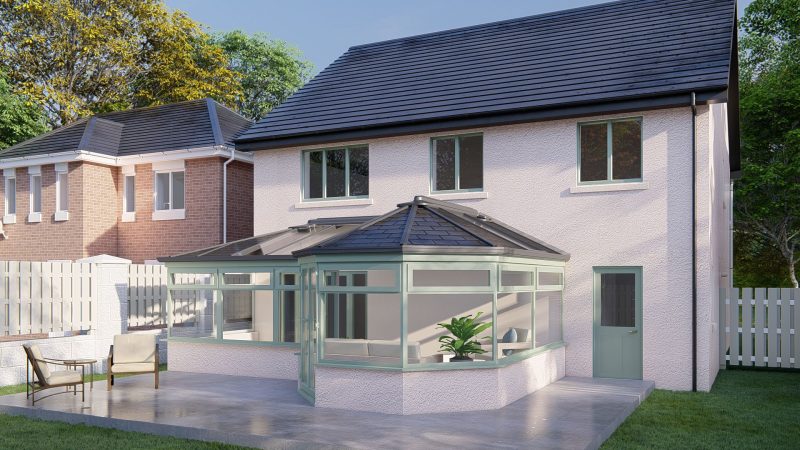 TILED ROOF RENDER GREEN L SHAPE