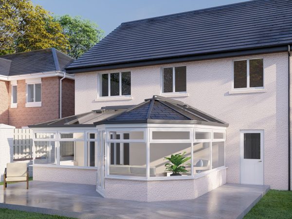 TILED ROOF RENDER WHITE L SHAPE