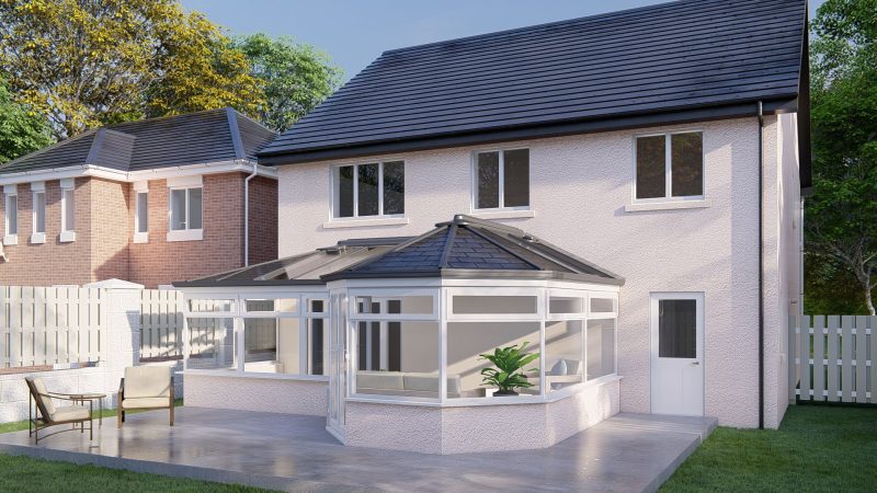 TILED ROOF RENDER WHITE L SHAPE